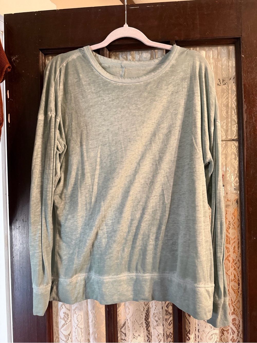 Maurices Long Sleeve Crewneck Top in Light Sage